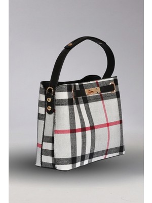 Victoria Shoes Kareli Desen Siyah Askılı Bucket Bag