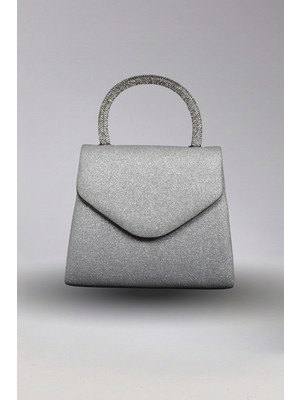 Victoria Shoes Gümüş Rengi Mücevher Kulplu Gece Çantası
