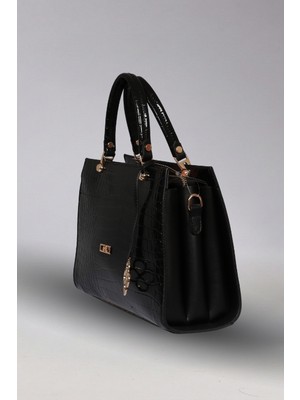 Victoria Shoes Parlak Timsah Baskılı Lüks Ofis Çantası