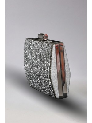 Victoria Shoes Silver Şeritli Taş Işlemeli Lüks Portföy