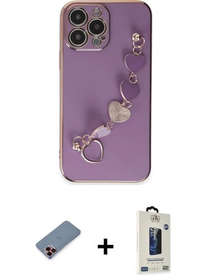 Cepte Toptan iPhone 13 Pro Max Nova Işık Prime - Siyah Bilvis Hayalet Cam Ekran Koruyucu + Kırmızı Metal Kamera Lens Koruma Cam