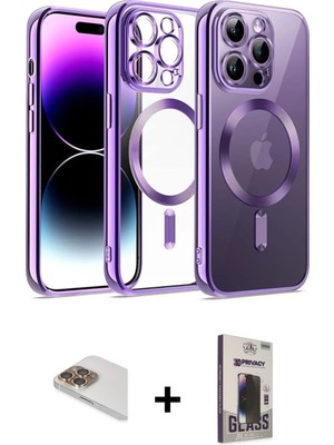 Cepte Toptan iPhone 13 Pro Max Nova Işık Özel Seri - Siyah Bilvis Hayalet Cam Ekran Koruyucu + Gold Pers Alüminyum Kamera Lens