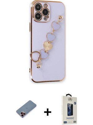 Cepte Toptan iPhone 13 Pro Max Nova Işık Prime - Siyah Bilvis Hayalet Cam Ekran Koruyucu + Kırmızı Metal Kamera Lens Koruma Cam