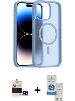 Cepte Toptan iPhone 14 Pro Max Siluet Minimal Prime - Şeffaf Royal Nano Ekran Koruyucu + Siyah Bilvis Titan Kamera Lens