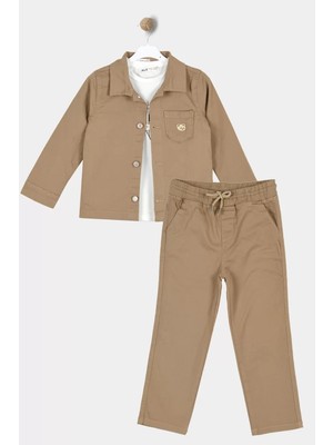 Alg ERKEK ÇOCUK ÜÇLÜ ŞIK TAKIM KOMBİN - CEKET - BELİ LASTİKLİ PANTOLON - TİŞÖRT %100 PAMUK SET (Bir Beden Büyük Önerilir)