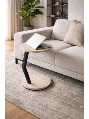 Tekerlekli C Sehpa Koltuk Sehpası Yan Sehpa Zigon Sehpa Servis Sehpası -Traverter