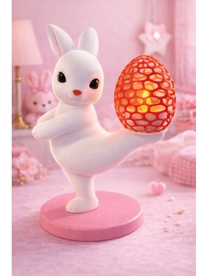 EVORADECO Tavşan Gece Lambası Mumluk | Dekoratif LED Işıklı Tavşan | Çocuk Odası & Hediye Ürünü