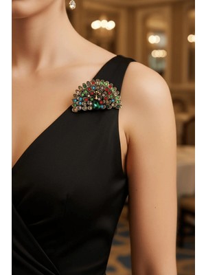 BB Bi Butik Shop Royal Peacock Renkli Taşlı Zarif Tavus Kuşu Broş