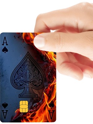 Huggy Craft Maça Ası (Ace Of Spades) Agresif Enerjik Parlak Kredi/banka Kart Kaplama Sticker