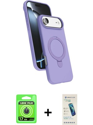 Cepte Toptan iPhone 17 Air Iz Işık Koleksiyonu - Şeffaf Pasifik Cam Ekran Koruyucu + Mavi Raze Metal Kamera Lens