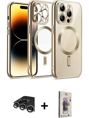 Cepte Toptan iPhone 13 Pro Max Nova Işık Özel Seri - Siyah Bilvis 3D Cam Ekran Koruyucu + Gümüş Raze Metal Kamera Lens