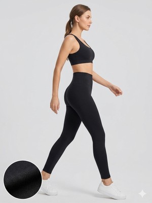 CHNA Kadın Siyah Yüksek Bel Toparlayıcı Günlük Giyim Iç Göstermeyen Kompakt Kumaş Spor Tayt Özel