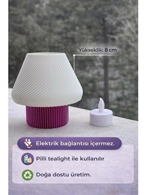 EVORADECO Mini Abajur Dekoratif Gece Lambası – LED Tealight Mum Dahil, Modern Spiral Tasarım, Pilli