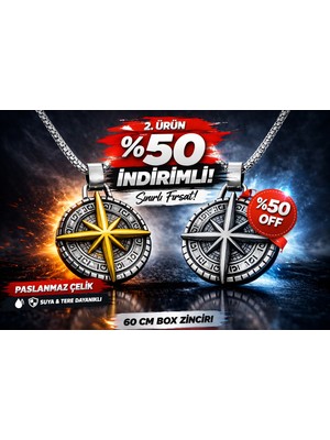 paslanmaz çelik antik gümüş antrasit kuzey yıldızı pusula  /tek  ıki ürün