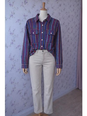 Aleksandrit Butik Mor Kareli Oduncu Mevsimlik Gömlek