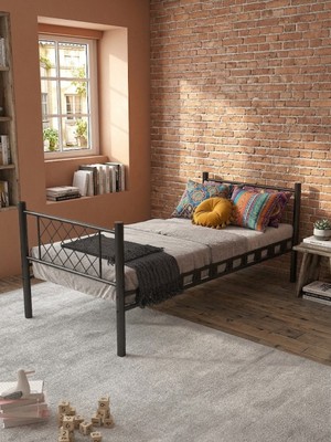 Missidea Metis Genç Odası Siyah Karyola 90X190 cm