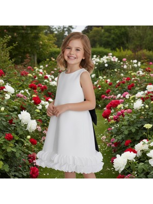 Milays Kız Çocuk Arkası Fiyonk Detaylı Abiye Elbise