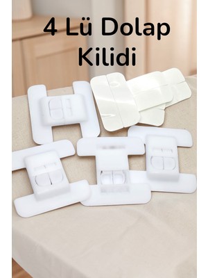 Katilus 4 Adet Kendinden Yapışkanlı Buzdolabı, Çekmece ve Dolap Kapağı Çocuk Kilidi