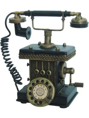 Dekoratif Metal Telefon Kumbaralı Kumbara Biblo Hediyelik Vintage Tarzı El Yapımı Çok Renkli