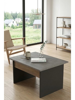 Robin Home Berlin B Ofis Sehpası 80CM*60CM Kahve-Beton-Antrasit Vs2-Cga