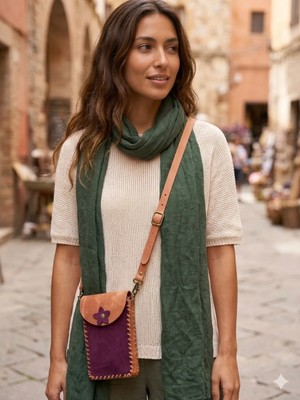 Gerçek Deri/süet Mor TELEFONLUK/ÇANTA(17CMX10CMX4CM)