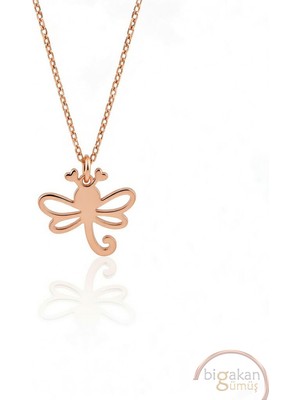 Bigakan  Sevimli Yusufcuk Kolyesi 925 Ayar Gümüş 45 cm Kadın Rose Kaplama