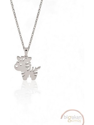Bigakan  Minik Zarif Zebra Kolye Kadın KOLYESI925 Ayar Gümüş 45 cm Kadın Beyaz Renk