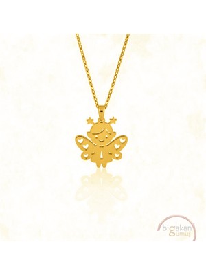 Bigakan  Sevimli Peri Kolyesi 925 Ayar Gümüş 45 cm Kadın Altın Kaplama