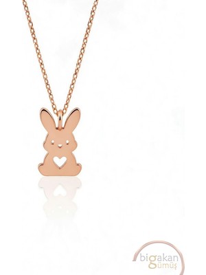 Bigakan  Tatlı Tavşan Çocuk 925 Ayar Gümüş 45 cm Kadın Rose Kaplama