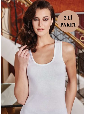 Gawzera Berrak 2'li Biyeli Geniş Askılı Elastan Pamuklu  Kadın Atlet