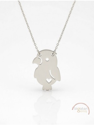 Bigakan  Papağan Figürlü Kolye 925 Ayar Gümüş 45 cm Kadın Beyaz Renk