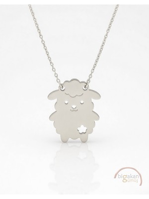 Bigakan  Neşeli Kuzu Kolye 925 Ayar Gümüş 45 cm Kadın Beyaz Renk