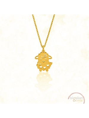 Bigakan  Sevimli Kuzu Kolyesi 925 Ayar Gümüş 45 cm Kadın Altın Kaplama