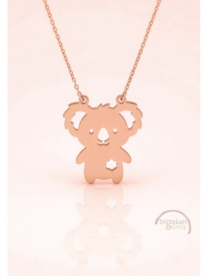 Bigakan  Tatlı Koala Kolye 925 Ayar Gümüş 45 cm Kadın Rose Kaplama