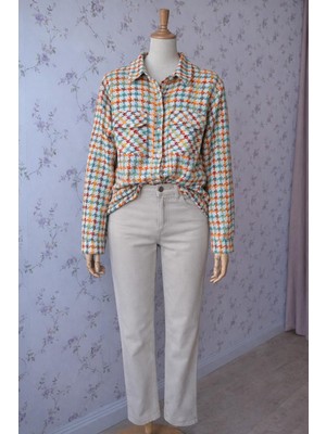 Aleksandrit Butik Beyaz Mevsimlik Oduncu Gömlek