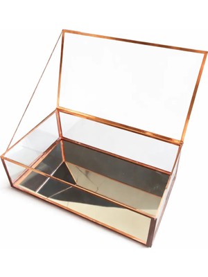 Güven Ayna Tabanlı Cam Takı Aksesuar Kutusu Dekoratif Zincirli