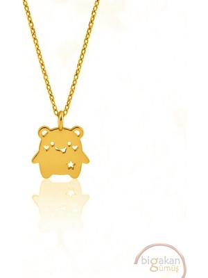 Bigakan  Tatlı Canavar Kolyesi 925 Ayar Gümüş 45 cm Kadın Altın Kaplama