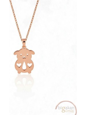 Bigakan  Sevimli Koyun Kolyesi 925 Ayar Gümüş 45 cm Kadın Rose Kaplama