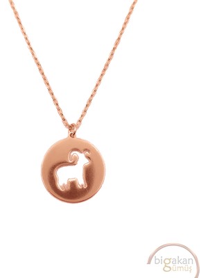 Bigakan  Burç Boynuzlu Koç Burcu Kadın  Kolye  925 Ayar Gümüş 45 cm Kadın Rose Kaplama
