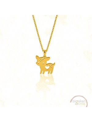 Bigakan  Kalpli Ceylan Kolye Zarif Kibar KOLYE925 Ayar Gümüş 45 cm Kadın Altın Kaplama