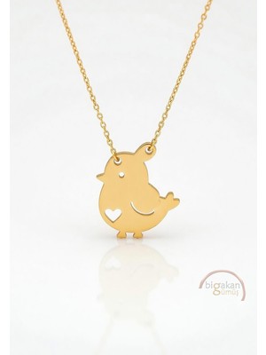Bigakan  Tatlı Civciv Sembolü Kolye 925 Ayar Gümüş 45 cm Kadın Altın Kaplama