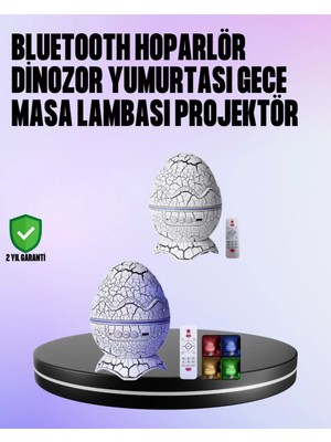 Esranın Dünyası Dinozor Yumurtası Galaksi Projektör Gece Lambası 4'ü 1 Arada – Bluetooth Hoparlörlü