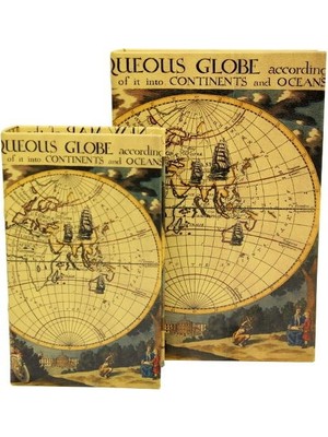 Kutu Kitap Harita 2'li Set Dekoratif Hediyelik