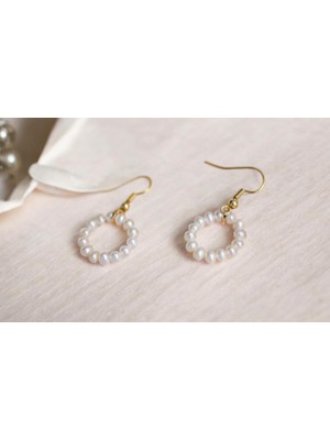 Taşmir Sertifikalı Gerçek Kum Inci Küpe - Pirinç Altın Kaplama