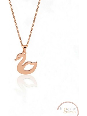 Bigakan  Tatlı Kadın Kolyesi 925 Ayar Gümüş 45 cm Kadın Rose Kaplama