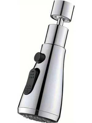 Esranın Dünyası 360 Derece Dönebilen- 3 Mod  Krom Yağmur Püskürtme Borulu Kubar Musluk Ucu  (4887)