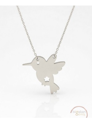 Bigakan  Tatlı Sinek Kuşu KOLYE925 Ayar Gümüş 45 cm Kadın Beyaz Renk
