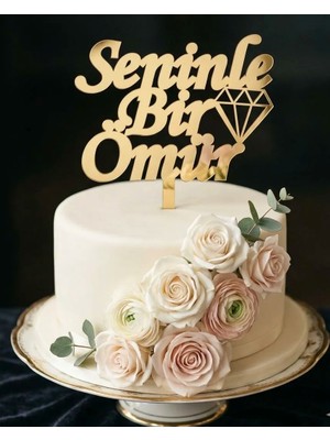 Güven Seninle Bir Ömür Pleksi Pasta Süsü Nişan Çubuk Topper