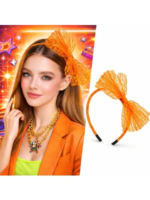 Esranın Dünyası 80’ler 90’lar Neon Turuncu Dantel Taç Fiyonklu