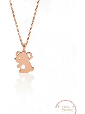 Bigakan  Tembel Koala Kolyesi Kadın KOLYE925 Ayar Gümüş 45 cm Kadın Rose Kaplama